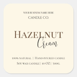 Hazelnut Cream | Cozy Neutral Soy Candle Label スクエアシール