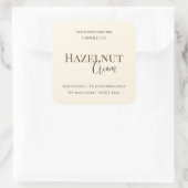 Hazelnut Cream | Cozy Neutral Soy Candle Label スクエアシール (バッグ)