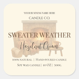 Hazelnut Cream | Cozy Neutral Soy Candle Label スクエアシール