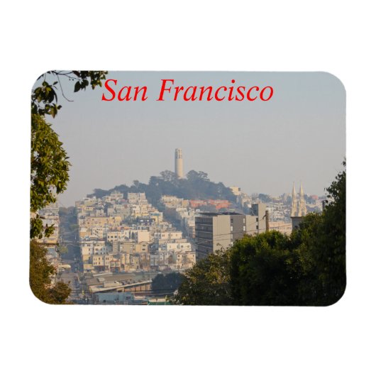 Hazy Coit Tower、カリフォルニア州サンファンシスコ マグネット (横)