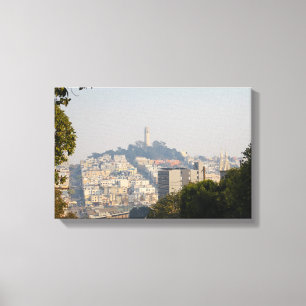 Hazy Coit Tower、San Fancisco、カリフォルニア キャンバスプリント
