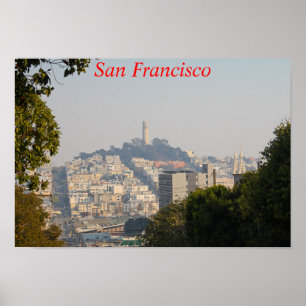 Hazy Coit Tower、San Fancisco、カリフォルニア ポスター
