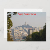Hazy Coit Tower、San Fancisco、カリフォルニア ポストカード (正面/裏面)
