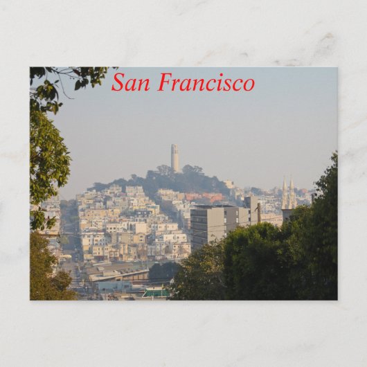 Hazy Coit Tower、San Fancisco、カリフォルニア ポストカード (正面)