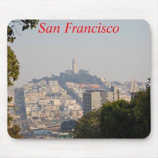 Hazy Coit Tower、San Fancisco、カリフォルニア マウスパッド (正面)