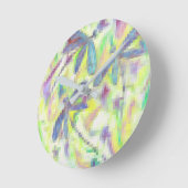 Hazy Dragonfly Rainbow ラウンド壁時計 (傾斜)