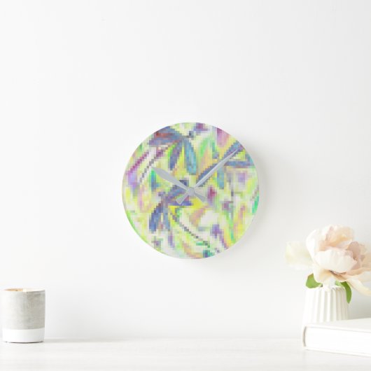 Hazy Dragonfly Rainbow ラウンド壁時計 (ホーム)