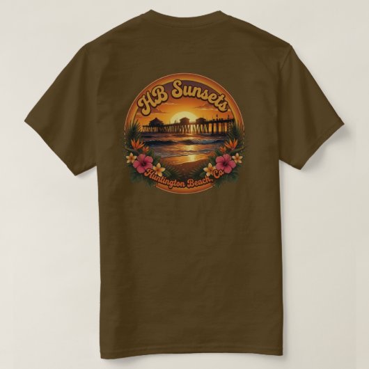 HBサンセット 70年代レトロ Tシャツ (デザイン裏面)