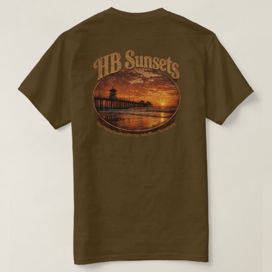 HBサンセットTシャツ(男性用) Tシャツ (デザイン裏面)