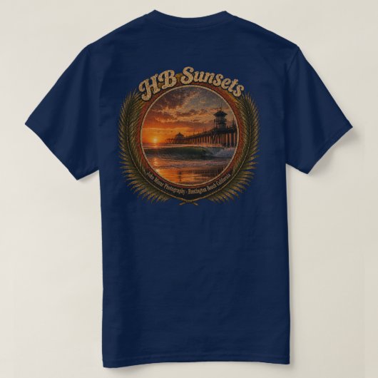 HB サンセットサーフTシャツ (男性用) Tシャツ (デザイン裏面)