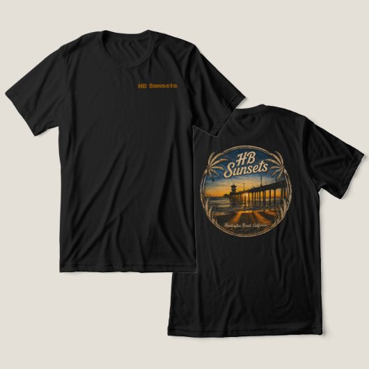 HB Sunsets Tシャツ (メンズ) (デザイン正面&裏面)