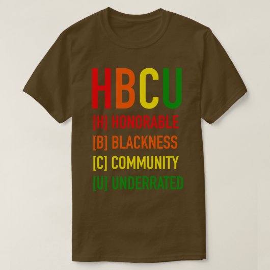HBCUアクロニムブラックネスプライド Tシャツ (デザイン正面)