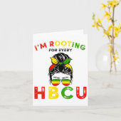 Hbcuブラックの歴史Messy Bun私はEveryのために応援している カード (黄色い花)