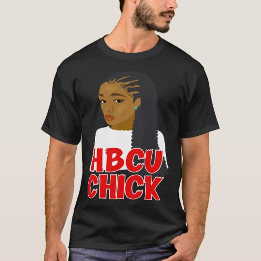 HBCU Chick Red and White Braids Grad or Student Tシャツ (正面)