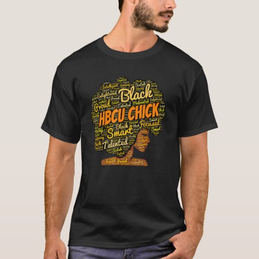 HBCU Chick Words in Afro Tシャツ (正面)
