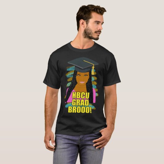 HBCU Grad Bro Bruh Female Graduate Tシャツ (正面フル)