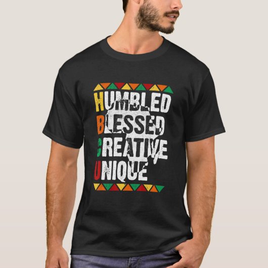 HBCU Humbled Blessed Creative Unique Afro College  Tシャツ (正面)