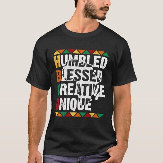 HBCU Humbled Blessed Creative Unique Afro College  Tシャツ (正面)