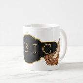 HBICのボスの女性|シックで黒い金ゴールドのグリッターの靴 コーヒーマグカップ (正面右)