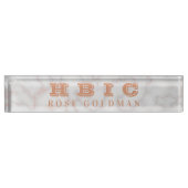 HBICのモダンのばら色の金ゴールドの大理石の石の贅沢 デスクネームプレート (正面)