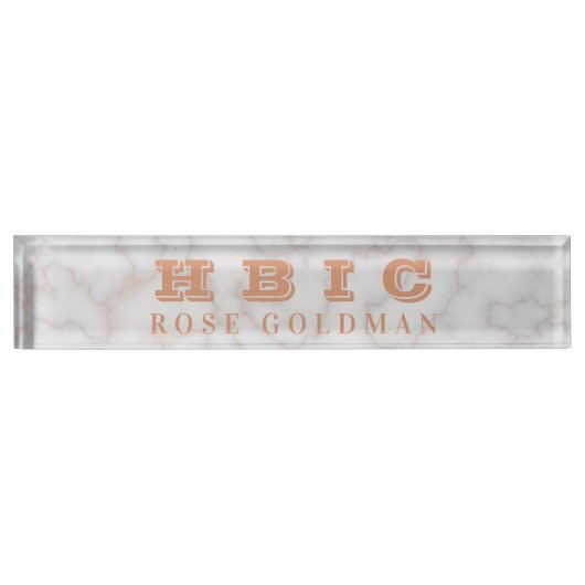 HBICのモダンのばら色の金ゴールドの大理石の石の贅沢 デスクネームプレート (正面)