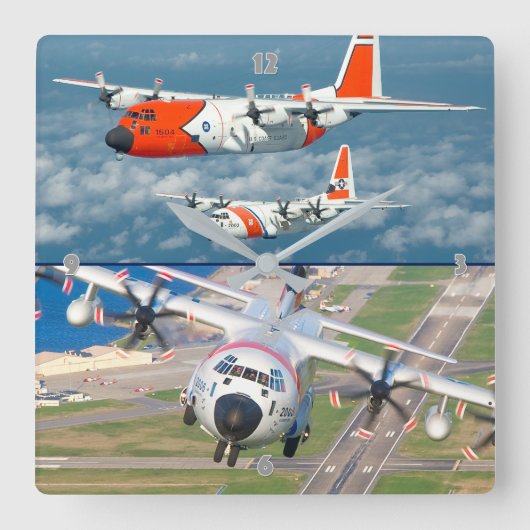 HC-130ヘラクレス スクエア壁時計 (正面)