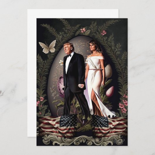 HDのドナルドとメラニアトランプイースターカード 招待状 (正面/裏面)