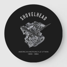 HDオートバイツインショベルヘッドエンジンスケッチバイク ラージ壁時計