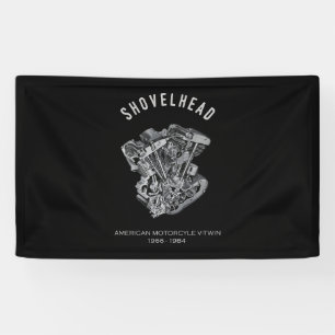 HDバイクVtwin Shovelheadエンジンスケッチバイク 横断幕