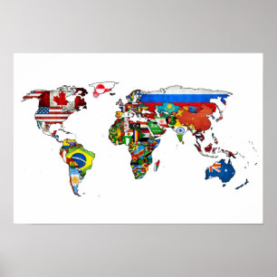 HD世界の国旗マップ ポスター