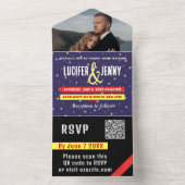 HD写真モダンとアンパサンド結婚のQRコードRSVP オールインワン招待状 (内側)