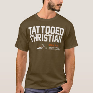 HD "入れ墨されたキリスト教の"ブラウンのTシャツ-メンズ Tシャツ