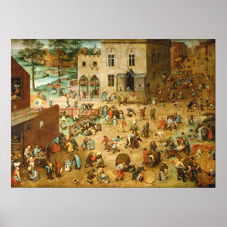 HD Childrens Games 1560 by Pieter Bruegel the El ポスター