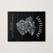 HD Motorcycle Vtwin Shovelhead Engine Drawing Bike ジグソーパズル (横)