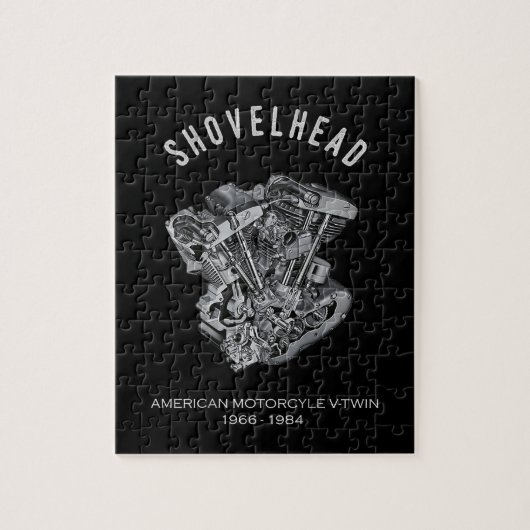 HD Motorcycle Vtwin Shovelhead Engine Drawing Bike ジグソーパズル (縦)