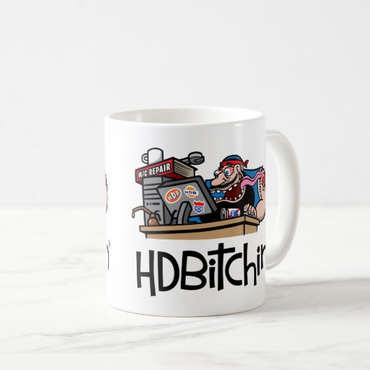 HDBitchinのロゴのコーヒー・マグ-フォーラムのサーフィン コーヒーマグカップ (正面右)