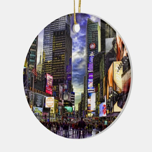 HDRのタイムズ・スクエアの写真 セラミックオーナメント (左)