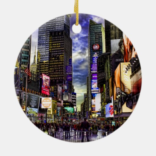 HDRのタイムズ・スクエアの写真 セラミックオーナメント (裏面)