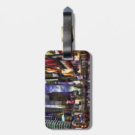 HDRのタイムズ・スクエアの写真 ラゲッジタグ (裏面縦)