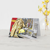 HDRファイアマンギアと消防車 カード (黄色い花)