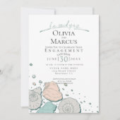 HEはYesシーセル婚約サンゴティール（緑がかった色） 招待状 (正面)