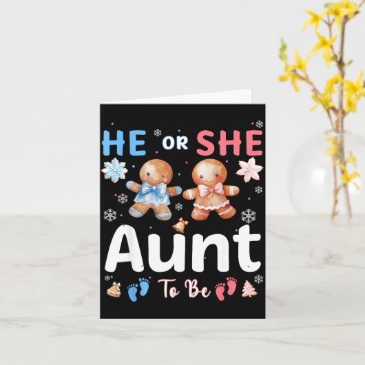 HeまたはSheおばさんになるクリスマスのジンジャーブレッドの性別 カード (黄色い花)