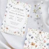 HeまたはShe植物水色、春野花 招待状