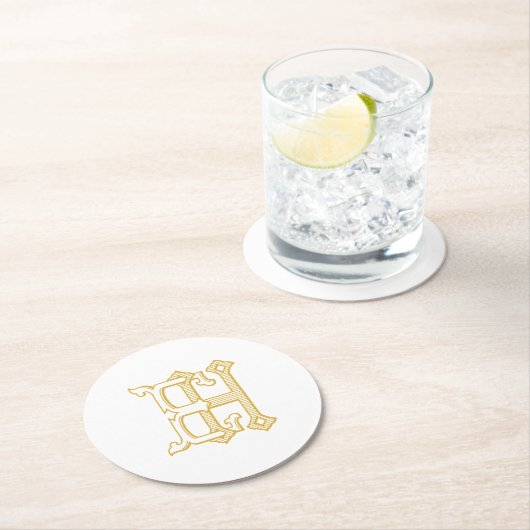 HEモノグラムまたはEHモノグラムコースター ラウンドペーパーコースター (インサイチュ)