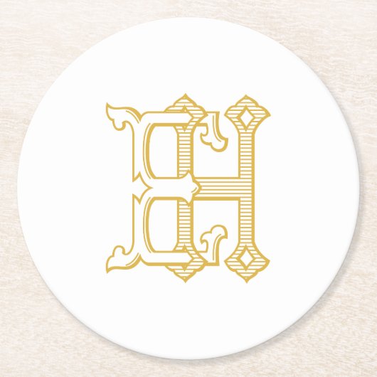 HEモノグラムまたはEHモノグラムコースター ラウンドペーパーコースター (正面)
