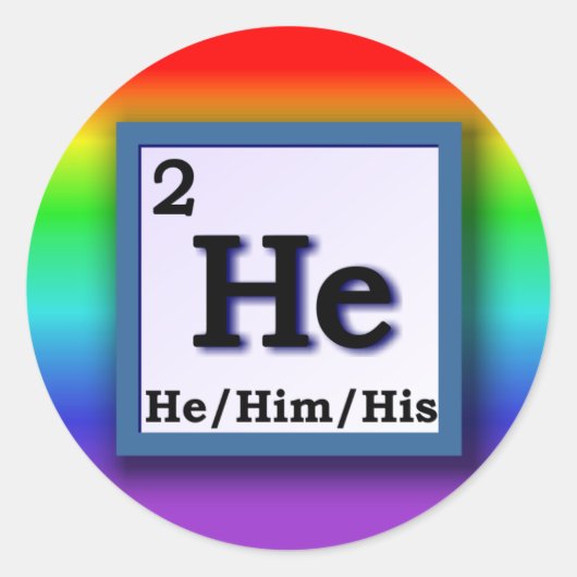 He – レインボー上のテーブルの性代名詞 ラウンドシール (正面)