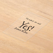 He asked she said yes engagement party name simple アクリル招待状 (レイダウン)