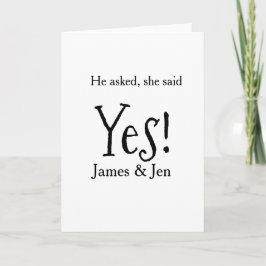He asked she said yes engagement party name simple カード
