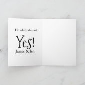 He asked she said yes engagement party name simple カード (内部)