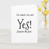 He asked she said yes engagement party name simple カード (黄色い花)